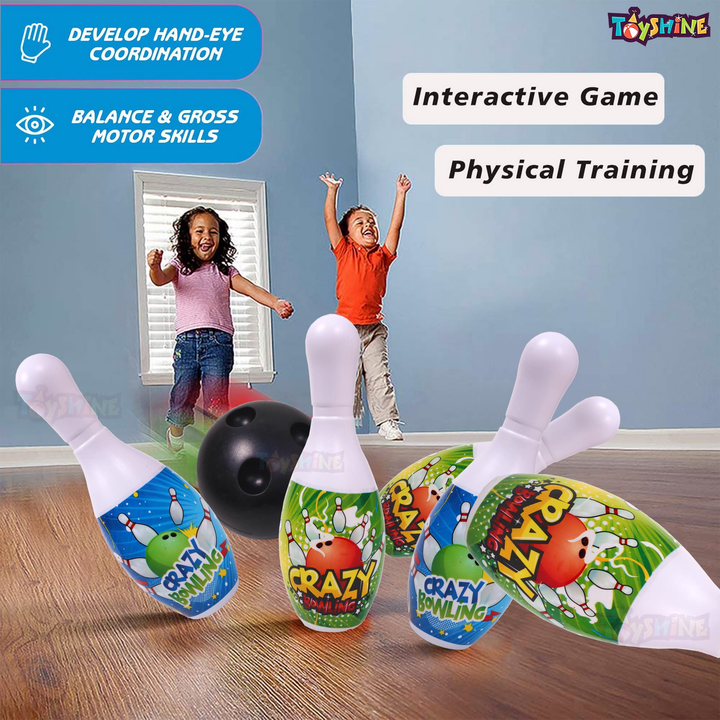 Toyshine Kid's 5 in 1 Sports Set with Bowling Game, Ring Toss